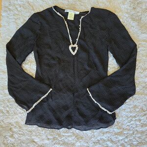 STUDIO M Women's Top Size Medium 100% Silk Long Sleeve Gothic Wimsigoth Witchy